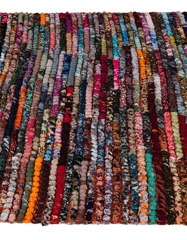 Detail image of  4' 6 x 8'  Hand Hand Braided Chindi Runner Rug