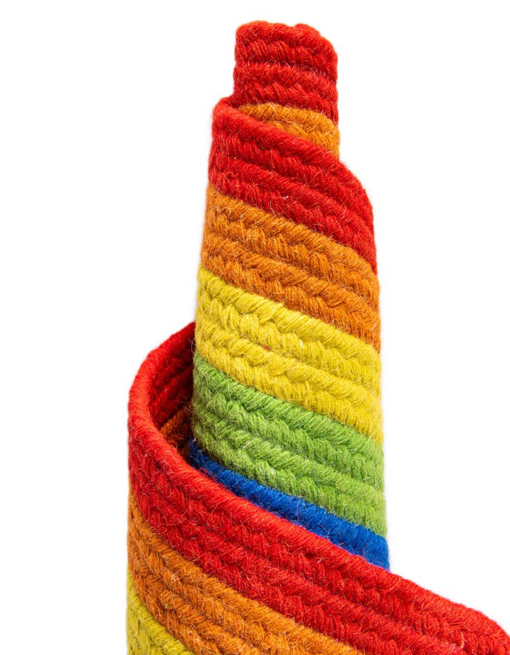 Detail image of  2' x 4' 1  Hand Hand Braided Rainbow Wool Runner Rug