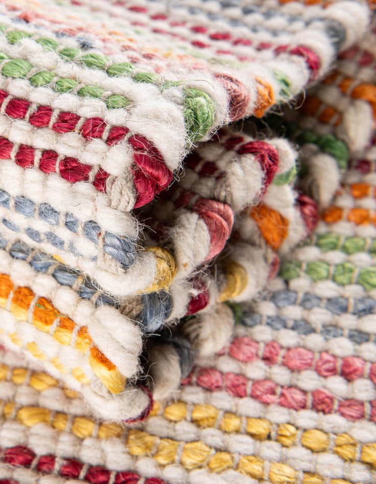 Detail image of  2' x 6' 1  Hand Woven Happy Rugs Rainbow Weave Runner