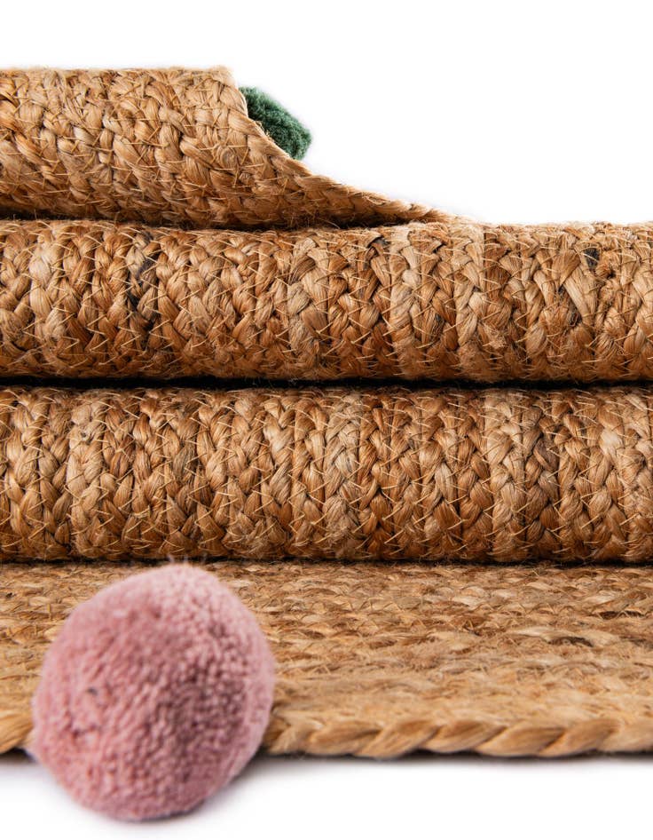 Detail image of  2' x 6' 1  Hand Braided Kids Braided Jute Runner Rug