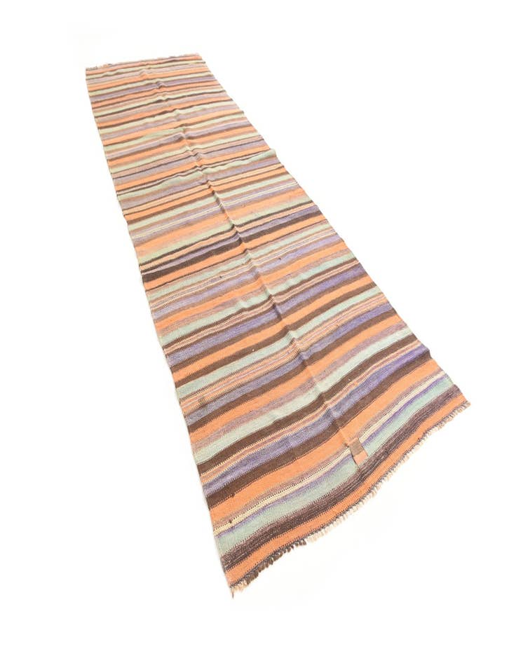 Detail image of  4' 4 x 12' 9  Hand Woven Kilim Afghan Wool Runner Rug