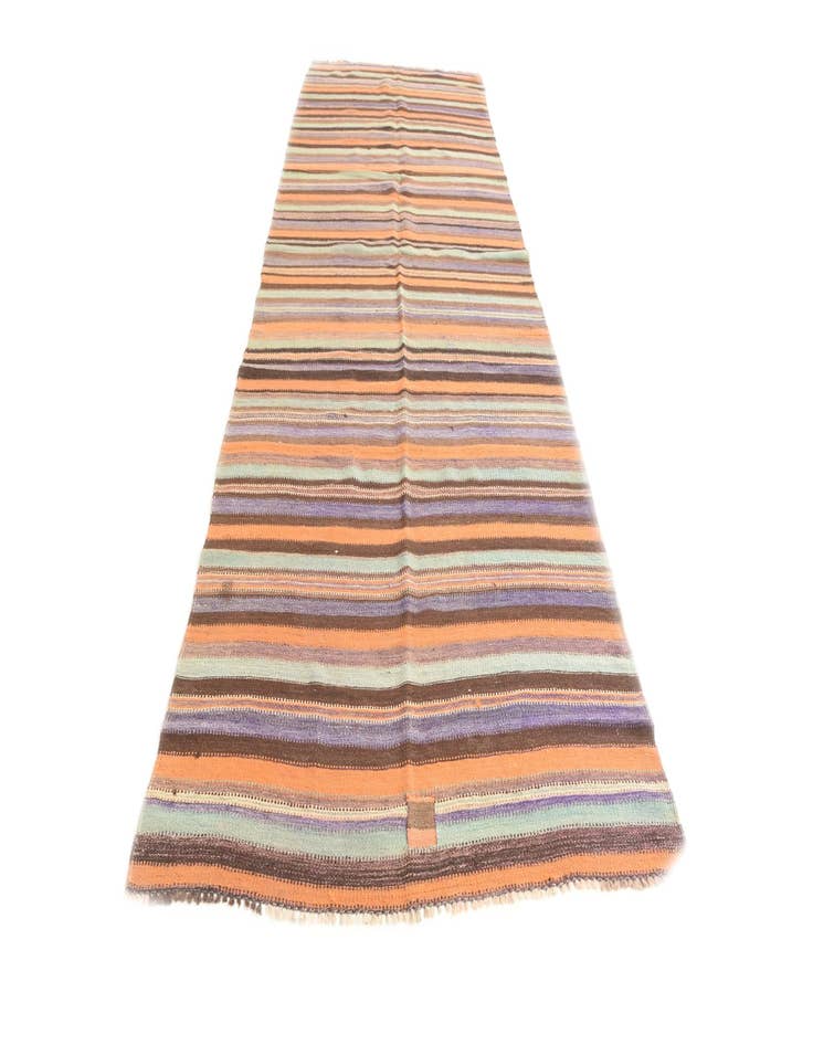 Detail image of  4' 4 x 12' 9  Hand Woven Kilim Afghan Wool Runner Rug