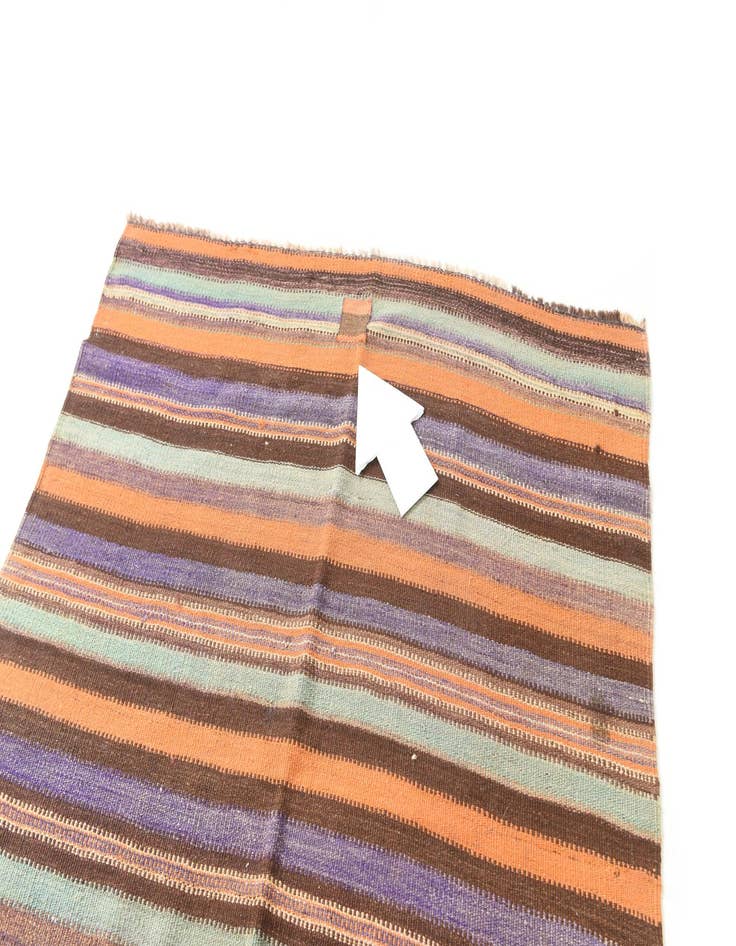 Detail image of  4' 4 x 12' 9  Hand Woven Kilim Afghan Wool Runner Rug