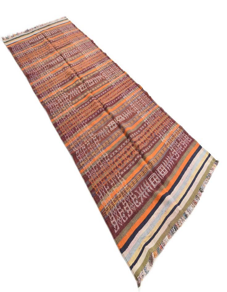 Detail image of  4' x 10' 2  Hand Woven Kilim Afghan Wool Runner Rug