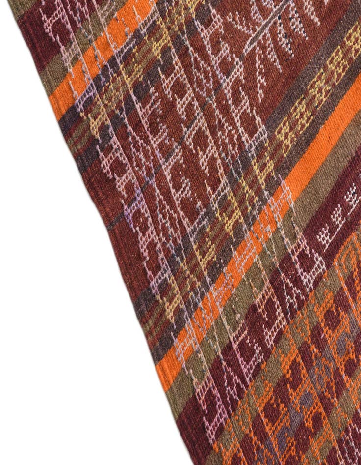 Detail image of  4' x 10' 2  Hand Woven Kilim Afghan Wool Runner Rug
