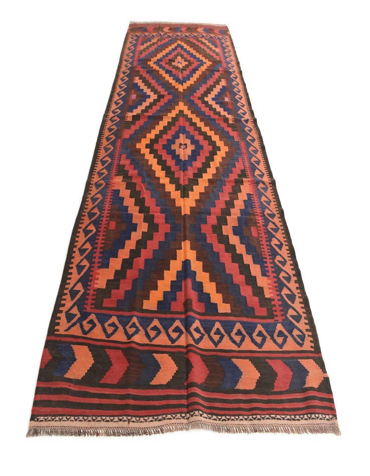 Detail image of  5' x 11' 6  Hand Woven Kilim Afghan Wool Runner Rug