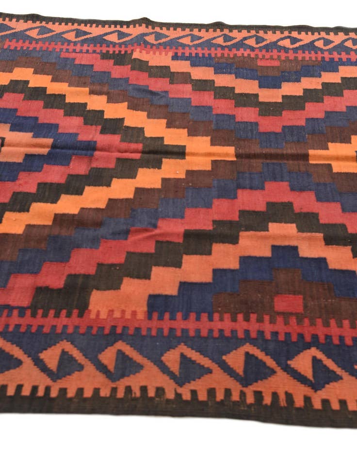 Detail image of  5' x 11' 6  Hand Woven Kilim Afghan Wool Runner Rug