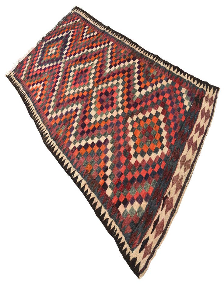 Detail image of  5' x 9' 6  Hand Woven Kilim Fars Wool Runner Rug