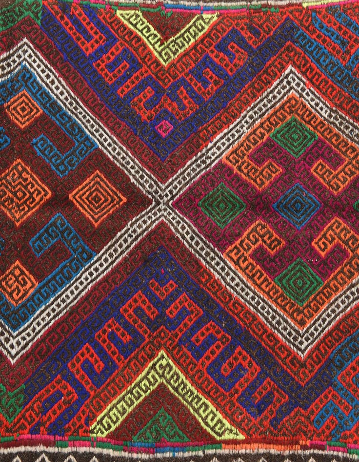 Detail image of  2' 3 x 8' 2  Hand Knotted Kilim Fars Persian Wool Runner Rug