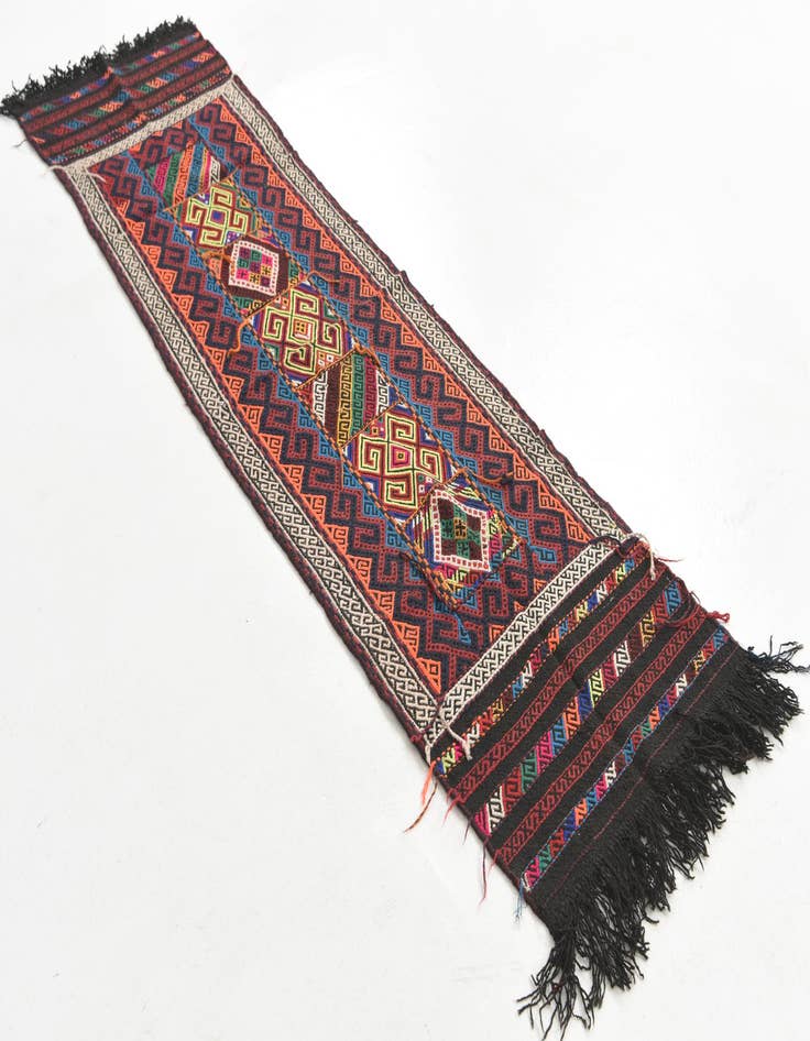 Detail image of  2' x 7' 4  Hand Knotted Kilim Fars Persian Wool Runner Rug