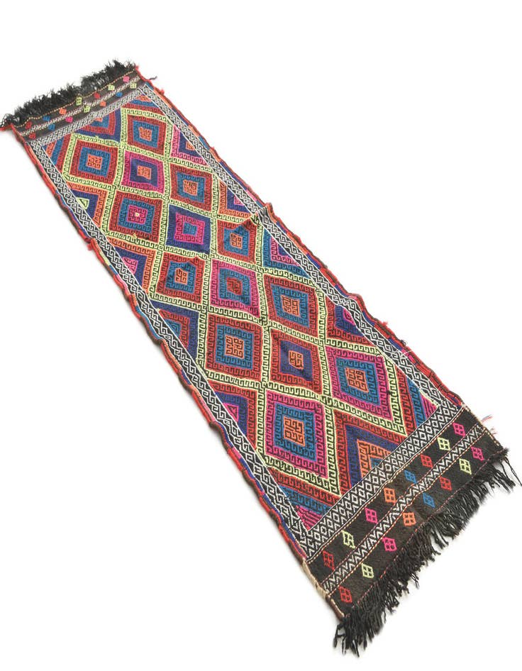 Detail image of  2' 2 x 7'  Hand Knotted Kilim Fars Persian Wool Runner Rug