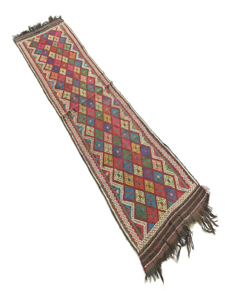 Detail image of  2' x 7' 7  Hand Knotted Kilim Fars Persian Wool Runner Rug