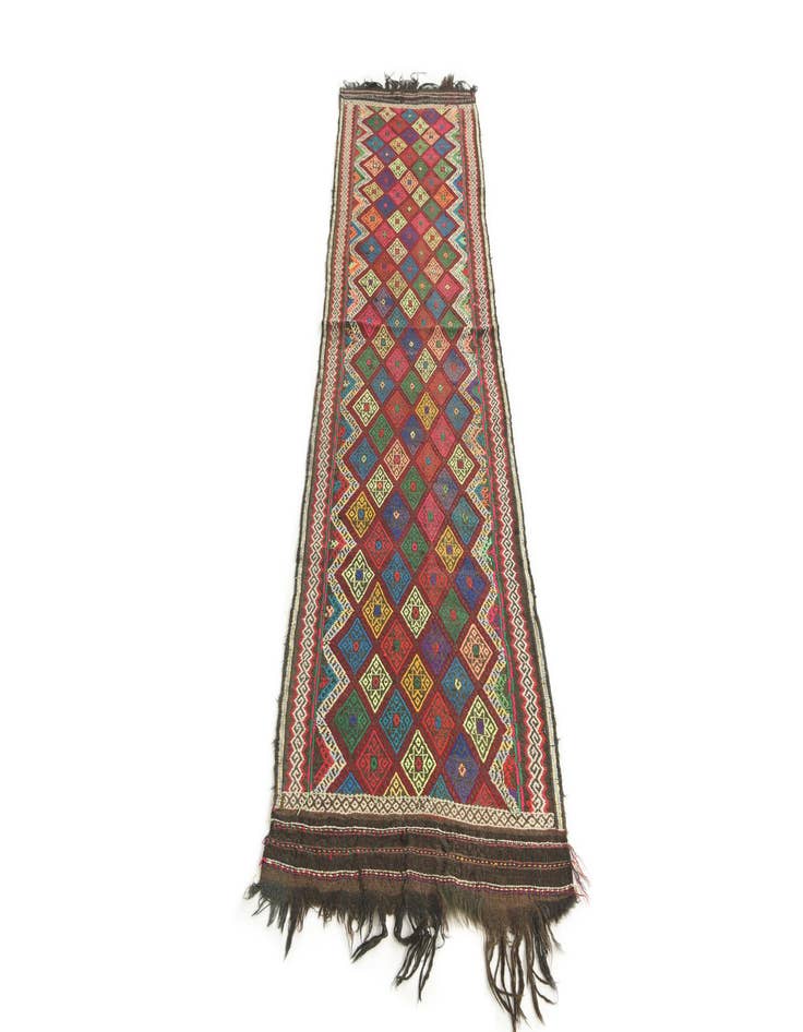 Detail image of  2' x 7' 7  Hand Knotted Kilim Fars Persian Wool Runner Rug