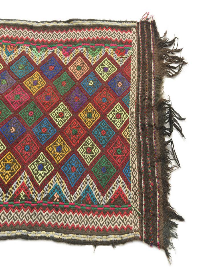 Detail image of  2' x 7' 7  Hand Knotted Kilim Fars Persian Wool Runner Rug