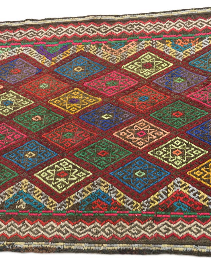 Detail image of  2' x 7' 7  Hand Knotted Kilim Fars Persian Wool Runner Rug