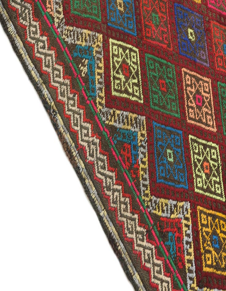 Detail image of  2' x 7' 7  Hand Knotted Kilim Fars Persian Wool Runner Rug