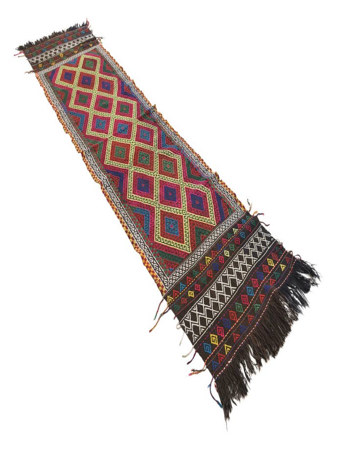 Detail image of  2' 5 x 9' 10  Hand Woven Kilim Fars Wool Runner Rug