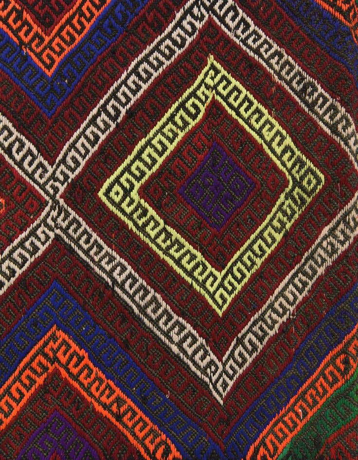 Detail image of  2' 3 x 8' 10  Hand Woven Kilim Fars Wool Runner Rug