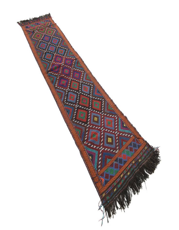 Detail image of  2' 6 x 11'  Hand Woven Kilim Fars Wool Runner Rug