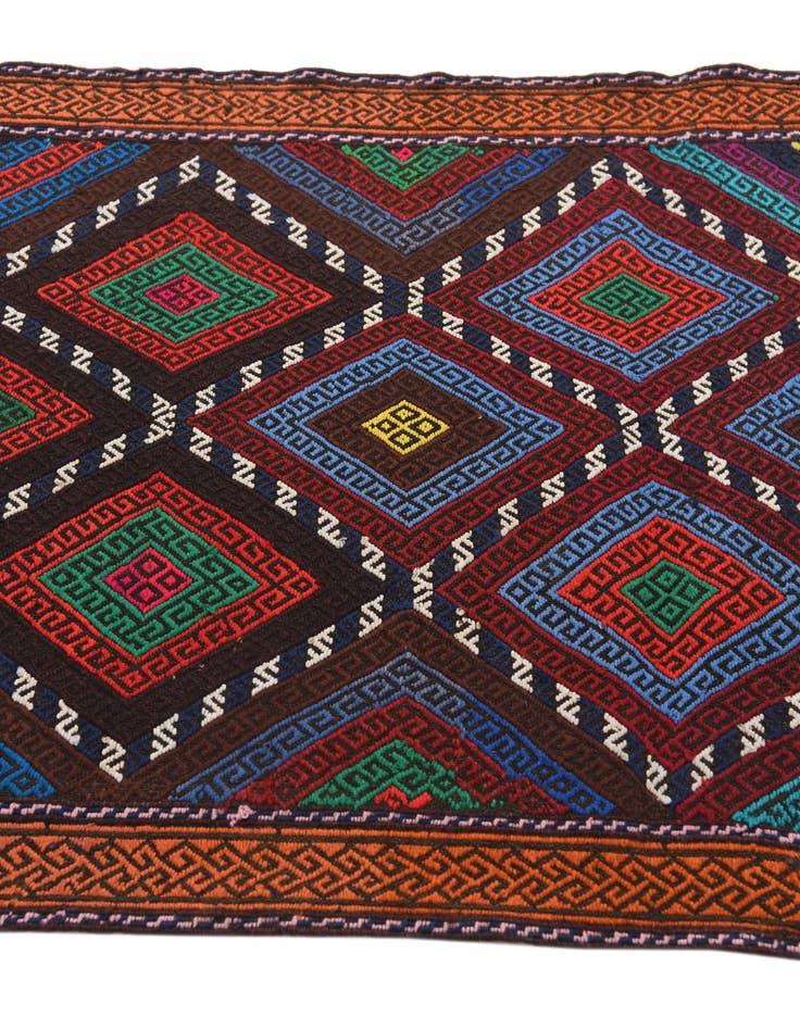 Detail image of  2' 6 x 11'  Hand Woven Kilim Fars Wool Runner Rug