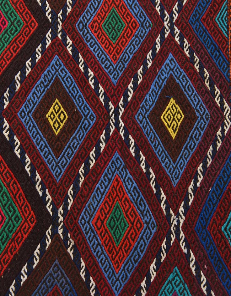 Detail image of  2' 6 x 11'  Hand Woven Kilim Fars Wool Runner Rug