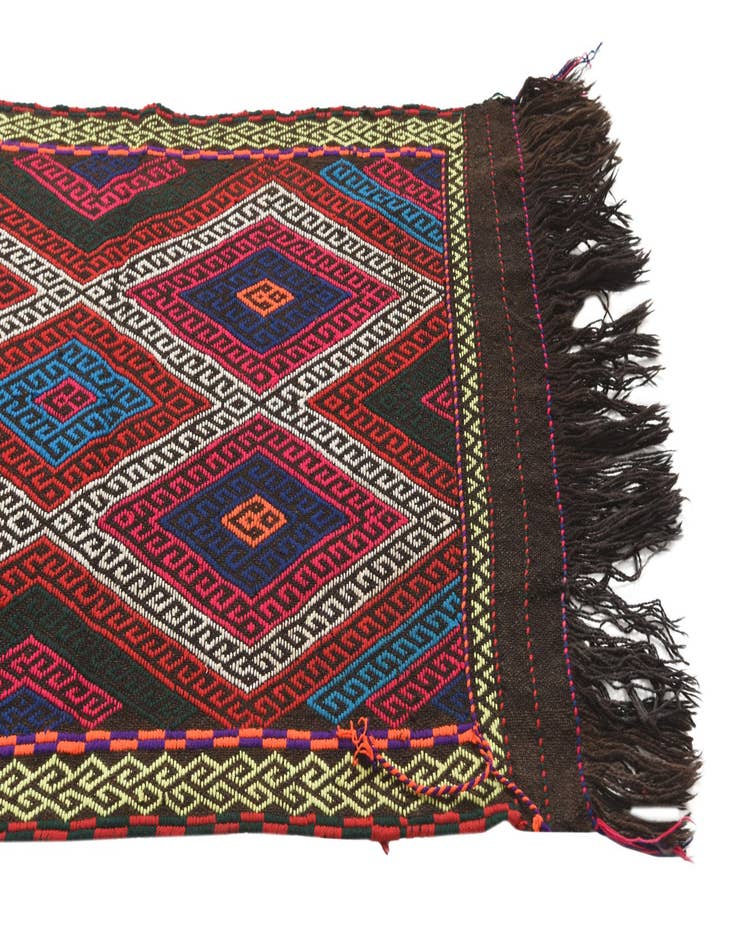 Detail image of  2' 5 x 11' 10  Hand Woven Kilim Fars Wool Runner Rug