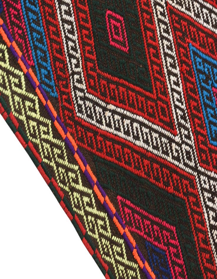 Detail image of  2' 5 x 11' 10  Hand Woven Kilim Fars Wool Runner Rug