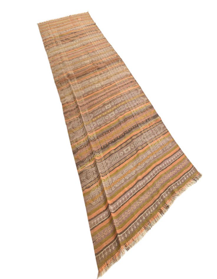 Detail image of  4' 1 x 12' 1  Hand Woven Kilim Fars Wool Runner Rug