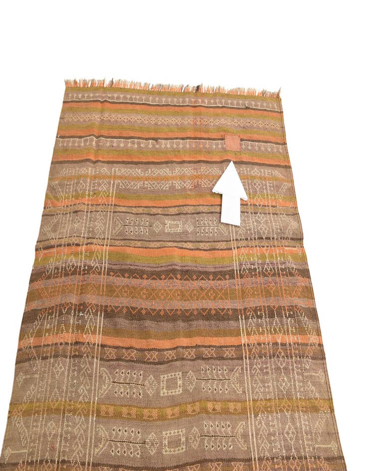 Detail image of  4' 1 x 12' 1  Hand Woven Kilim Fars Wool Runner Rug