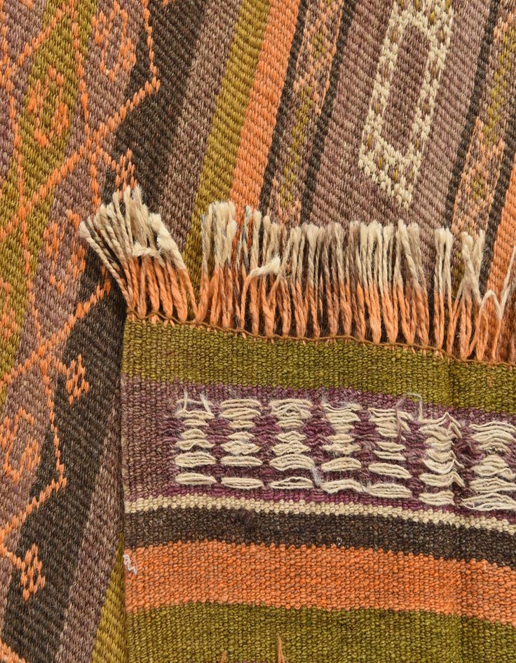 Detail image of  4' 1 x 12' 1  Hand Woven Kilim Fars Wool Runner Rug