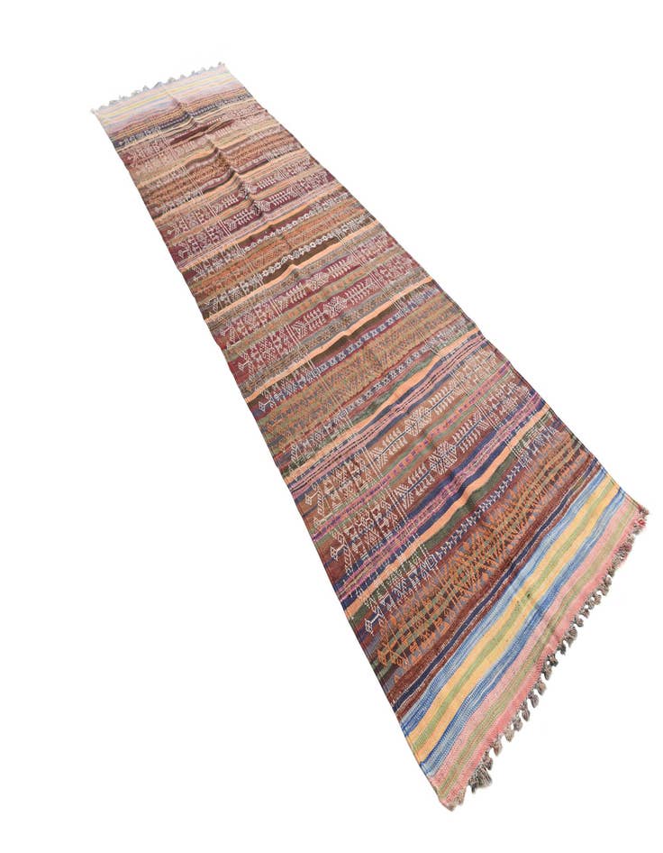 Detail image of  4' 1 x 14'  Hand Woven Kilim Fars Wool Runner Rug