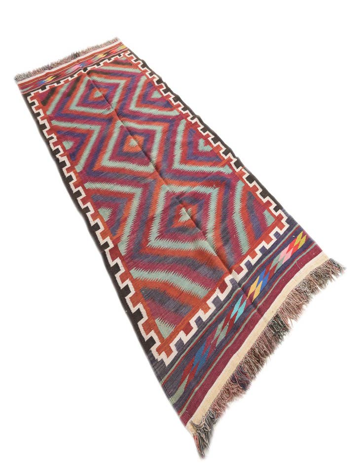 Detail image of  4' 7 x 10' 2  Hand Woven Kilim Fars Wool Runner Rug
