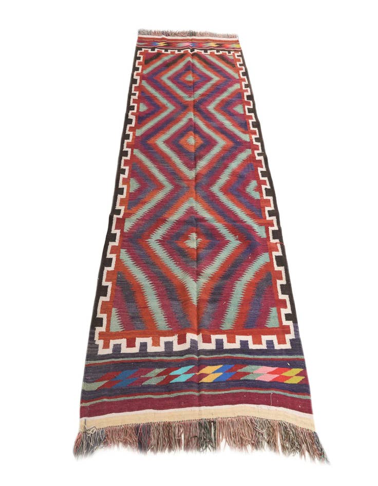 Detail image of  4' 7 x 10' 2  Hand Woven Kilim Fars Wool Runner Rug