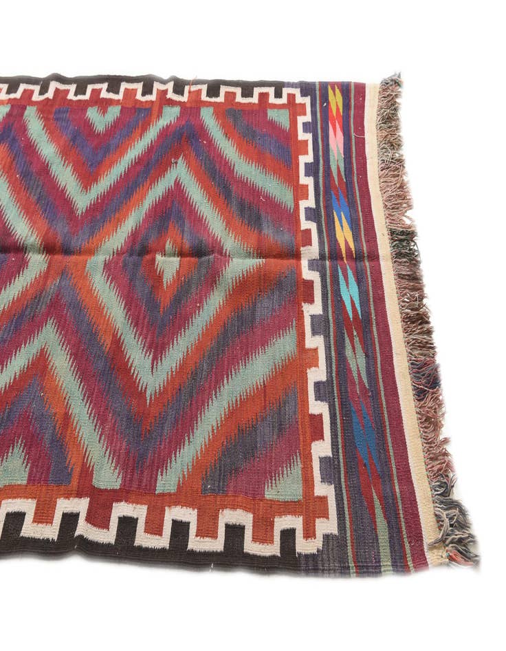 Detail image of  4' 7 x 10' 2  Hand Woven Kilim Fars Wool Runner Rug