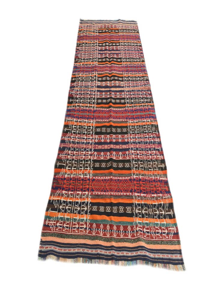 Detail image of  4' x 9' 2  Hand Woven Kilim Fars Wool Runner Rug