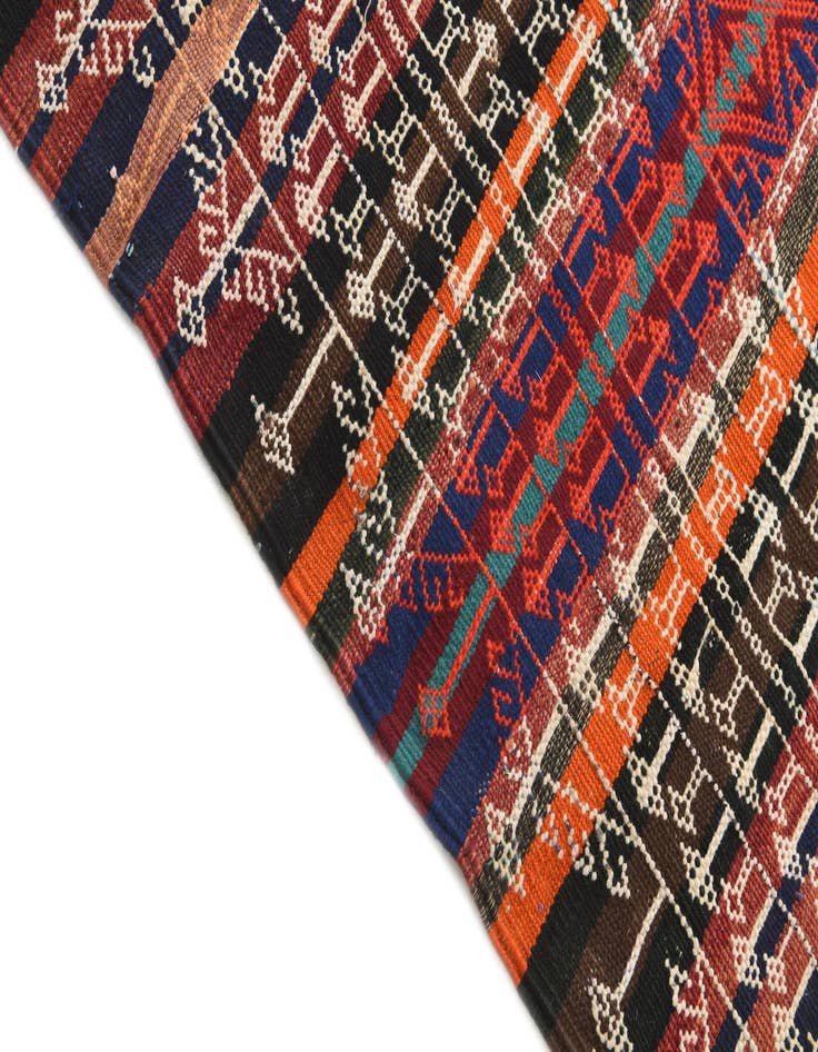 Detail image of  4' x 9' 2  Hand Woven Kilim Fars Wool Runner Rug