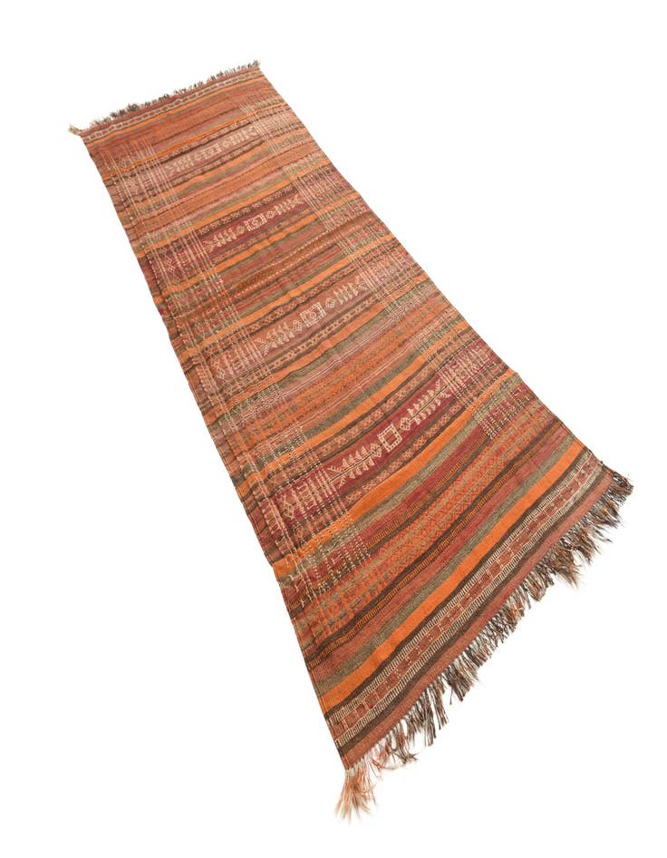 Detail image of  4' 3 x 10' 9  Hand Woven Kilim Fars Wool Runner Rug