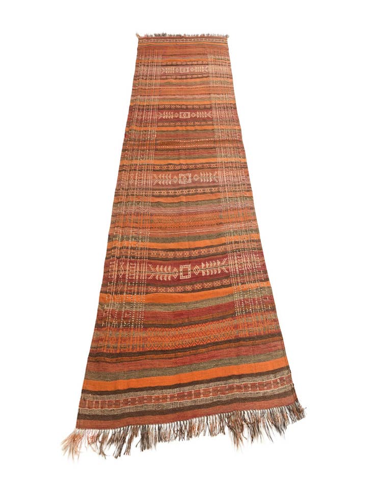 Detail image of  4' 3 x 10' 9  Hand Woven Kilim Fars Wool Runner Rug