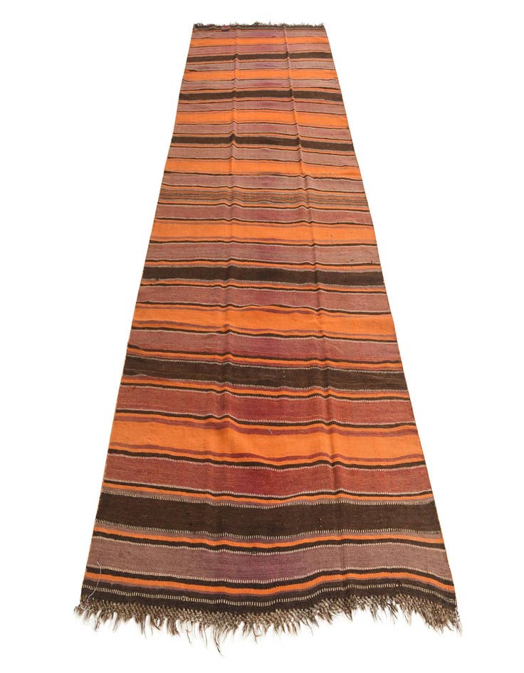 Detail image of  4' 8 x 12' 1  Hand Woven Kilim Fars Wool Runner Rug