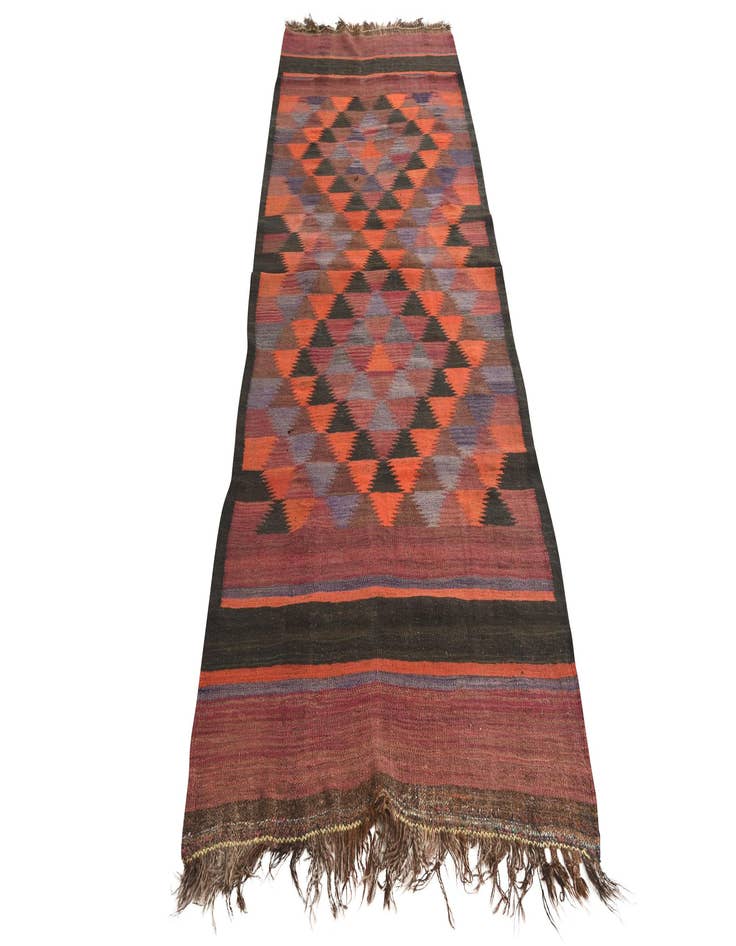 Detail image of  3' 8 x 10'  Hand Woven Kilim Fars Wool Runner Rug