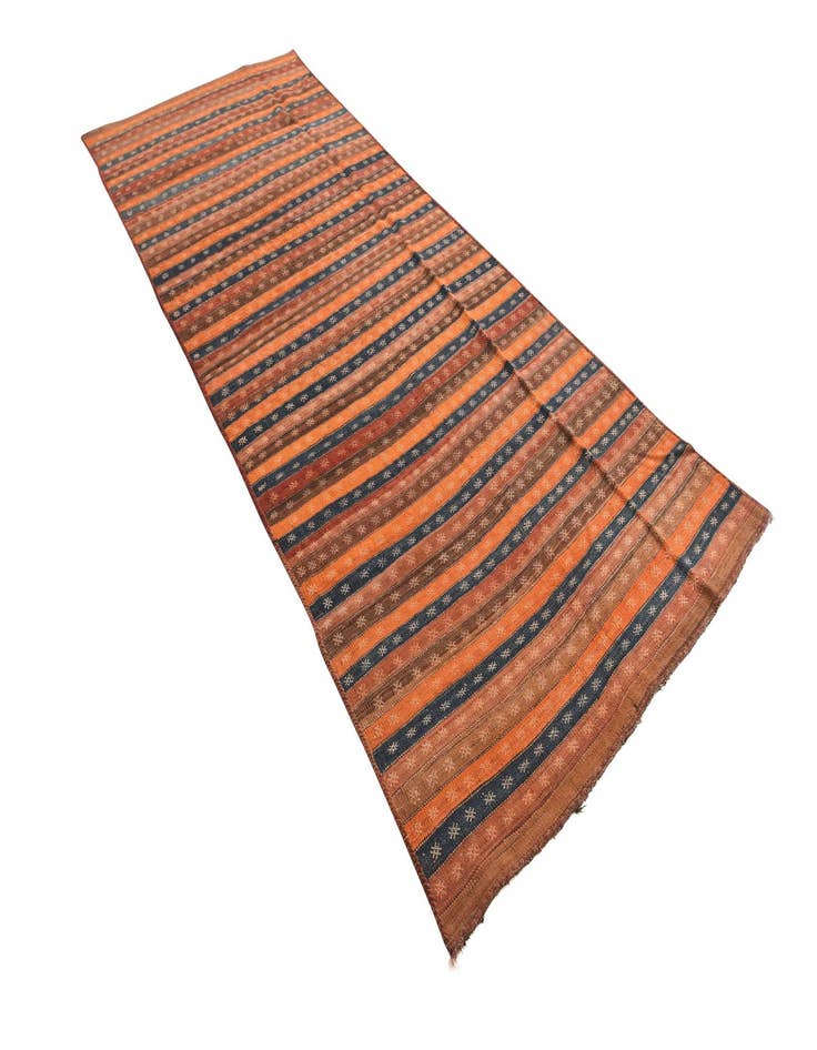 Detail image of  4' 8 x 12' 2  Hand Woven Kilim Fars Wool Runner Rug