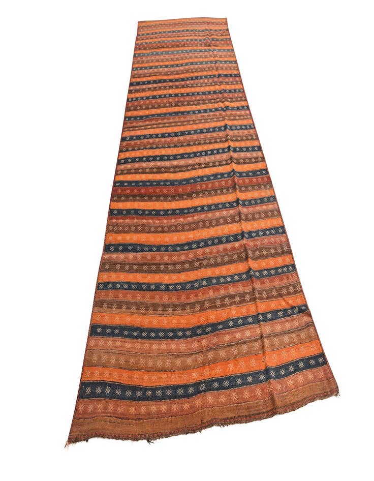 Detail image of  4' 8 x 12' 2  Hand Woven Kilim Fars Wool Runner Rug