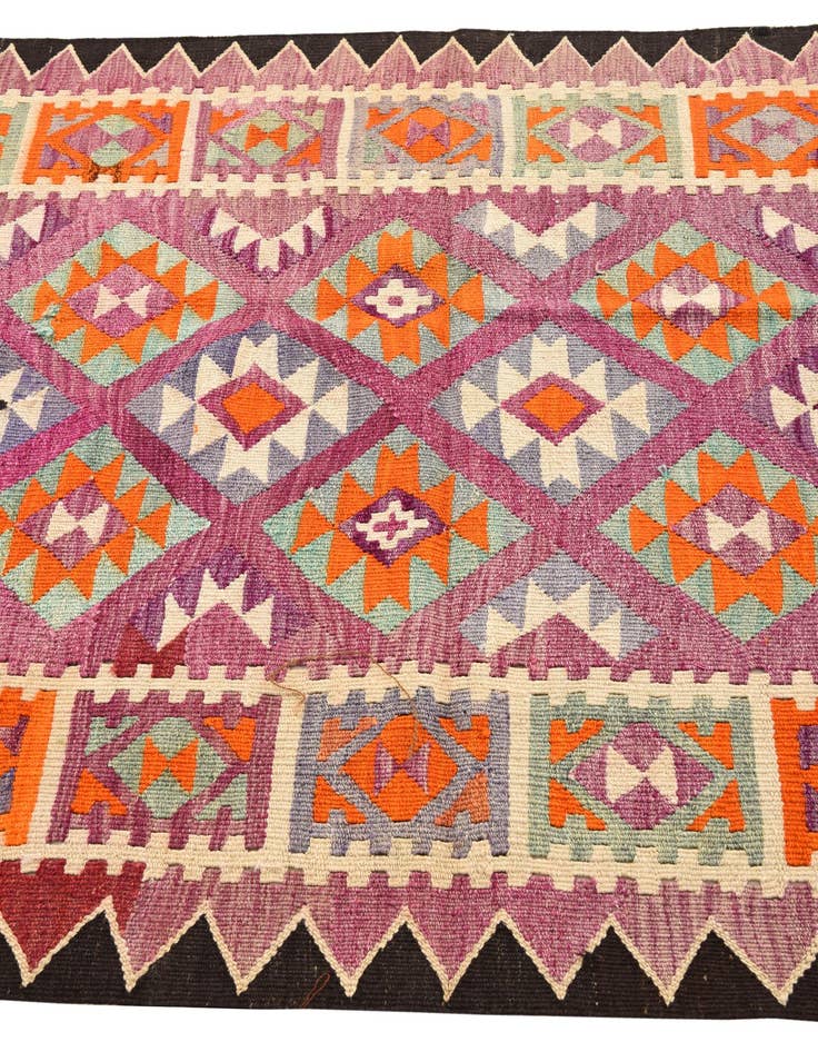 Detail image of  4' 4 x 11' 2  Hand Woven Kilim Fars Wool Runner Rug