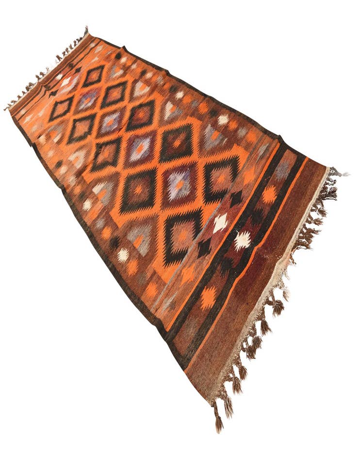 Detail image of  4' x 10' 8  Hand Woven Kilim Fars Wool Runner Rug