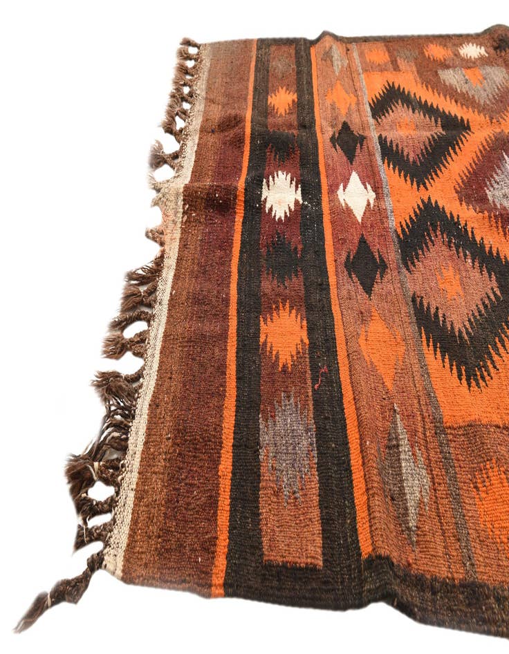 Detail image of  4' x 10' 8  Hand Woven Kilim Fars Wool Runner Rug
