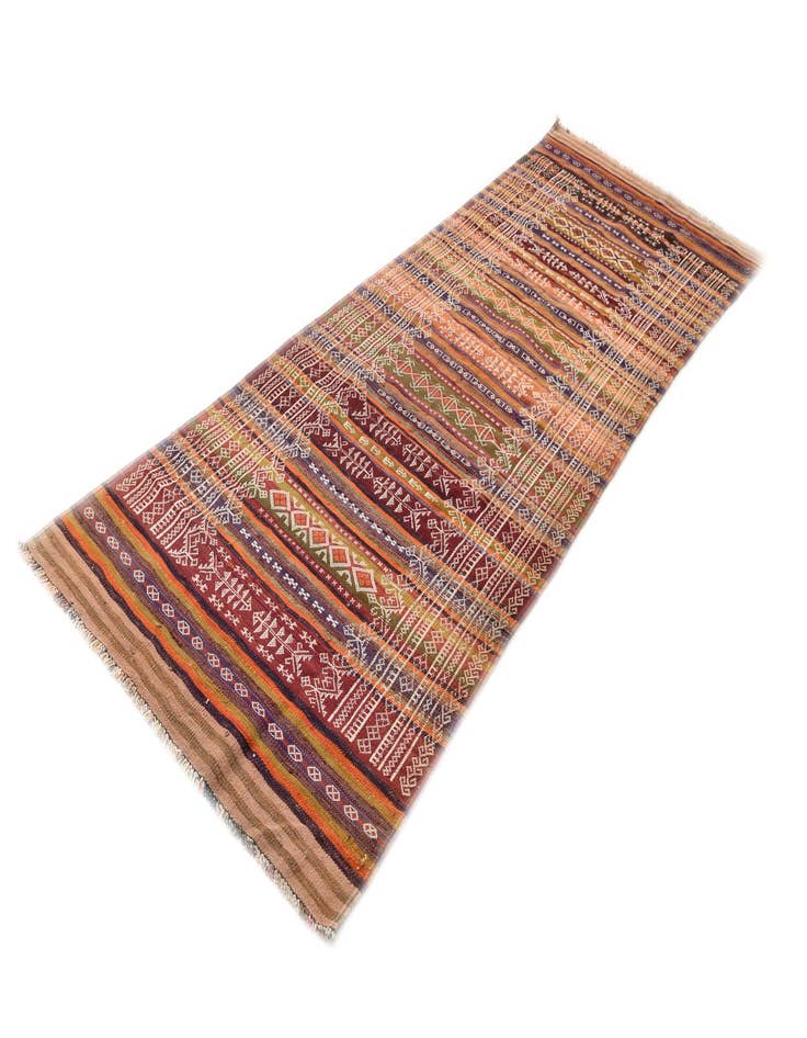 Detail image of  3' 9 x 10' 10  Hand Woven Kilim Fars Wool Runner Rug