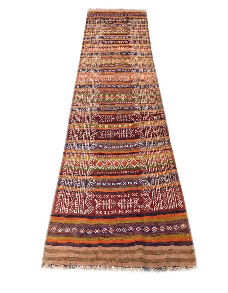 Detail image of  3' 9 x 10' 10  Hand Woven Kilim Fars Wool Runner Rug