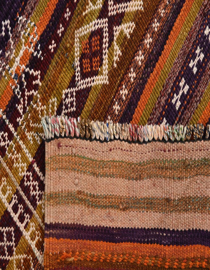 Detail image of  3' 9 x 10' 10  Hand Woven Kilim Fars Wool Runner Rug
