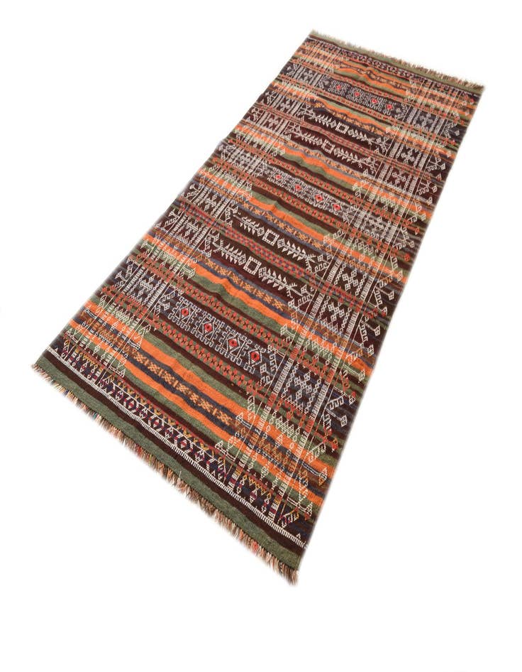 Detail image of  4' 5 x 9' 2  Hand Woven Kilim Fars Wool Runner Rug