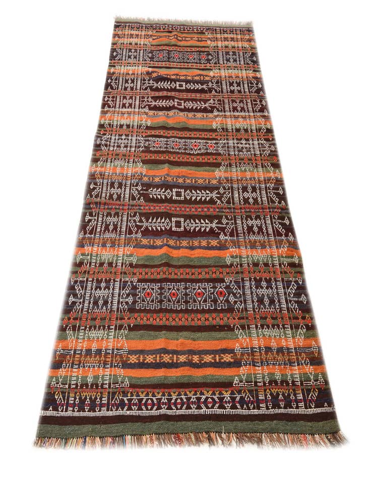 Detail image of  4' 5 x 9' 2  Hand Woven Kilim Fars Wool Runner Rug
